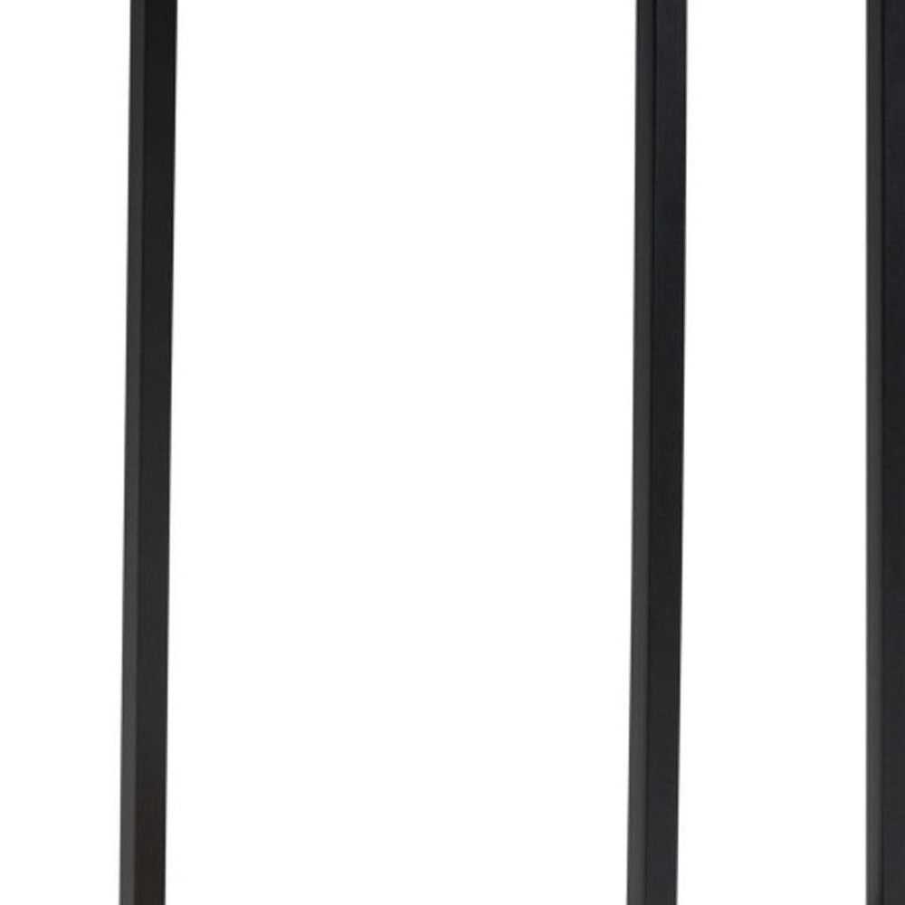 Natural and Black Solid Wood and Iron Round End Table with Shelf