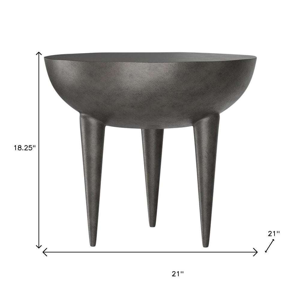 Graphite Distressed Aluminum Round End Table - 18-inch