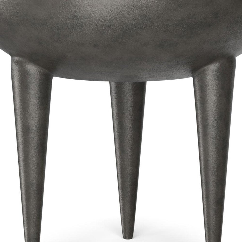 Graphite Distressed Aluminum Round End Table - 18-inch