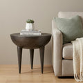 Graphite Distressed Aluminum Round End Table - 18-inch
