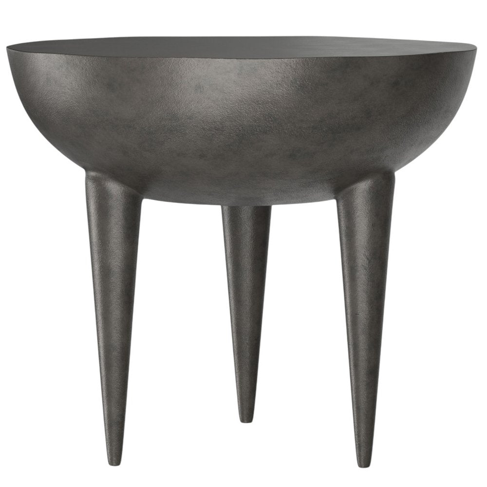 Graphite Distressed Aluminum Round End Table - 18-inch