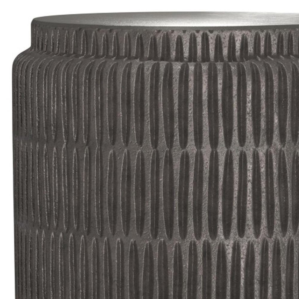 Graphite Aluminum Round Drum End Table - 22-inch