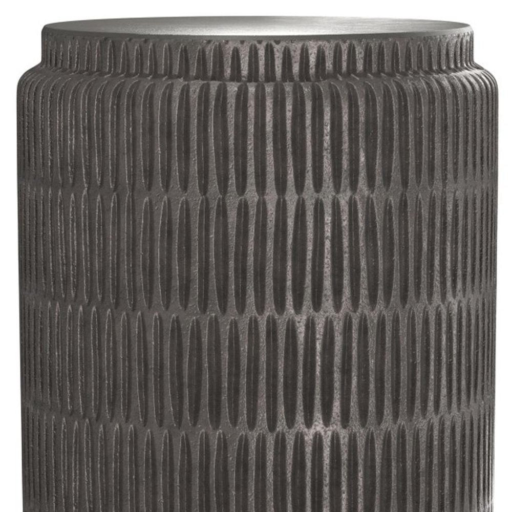 Graphite Aluminum Round Drum End Table - 22-inch