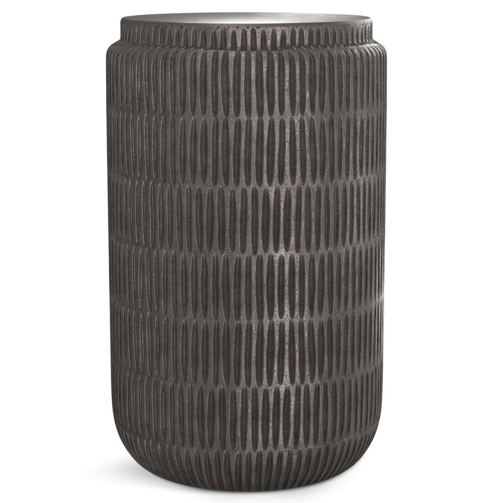 Graphite Aluminum Round Drum End Table - 22-inch