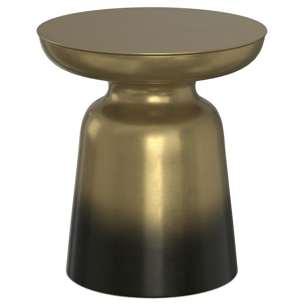 Gold and Black Iron Round Pedestal End Table - 18-inch
