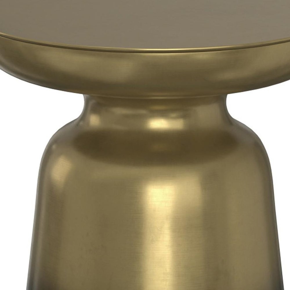 Gold and Black Iron Round Pedestal End Table - 18-inch