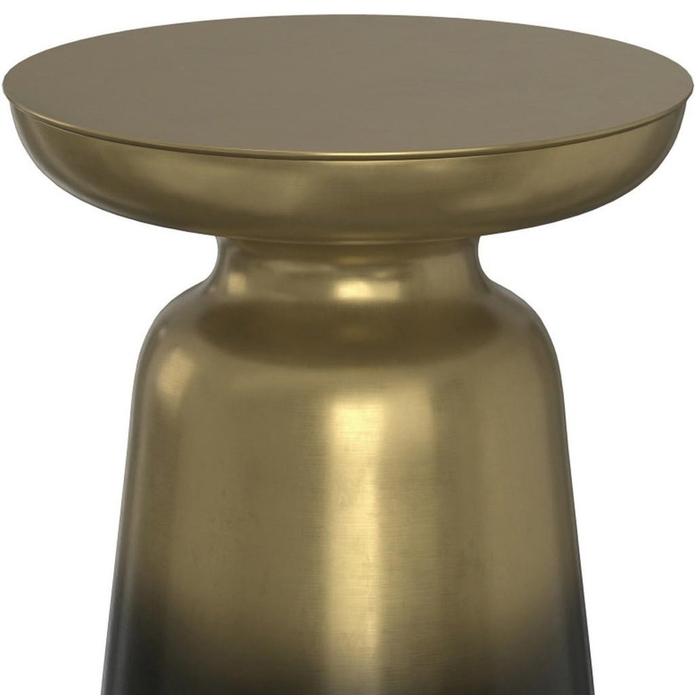 Gold and Black Iron Round Pedestal End Table - 18-inch