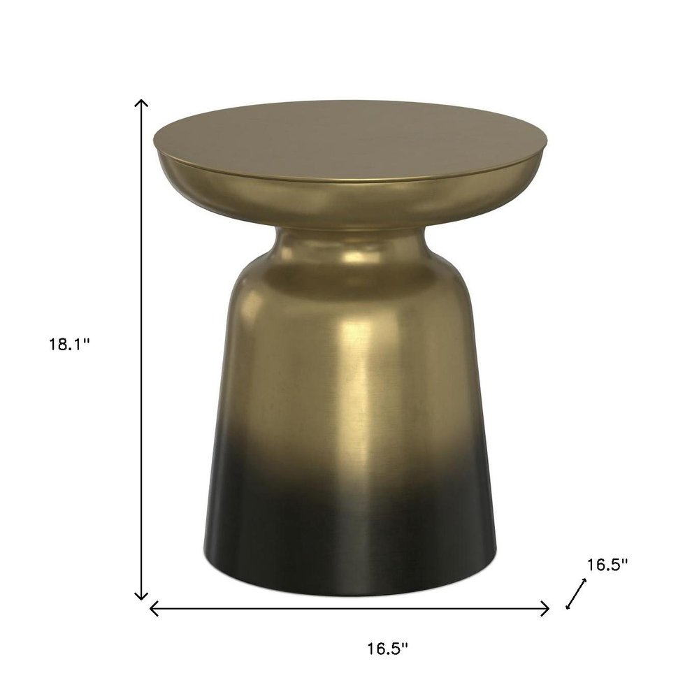 Gold and Black Iron Round Pedestal End Table - 18-inch