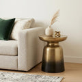 Gold and Black Iron Round Pedestal End Table - 18-inch