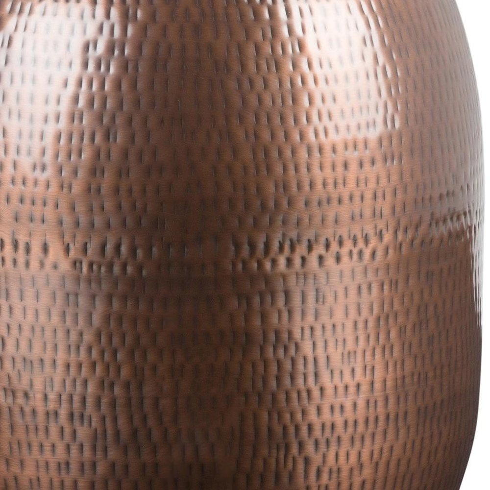 Copper Distressed Iron Round Drum End Table - 21-inch