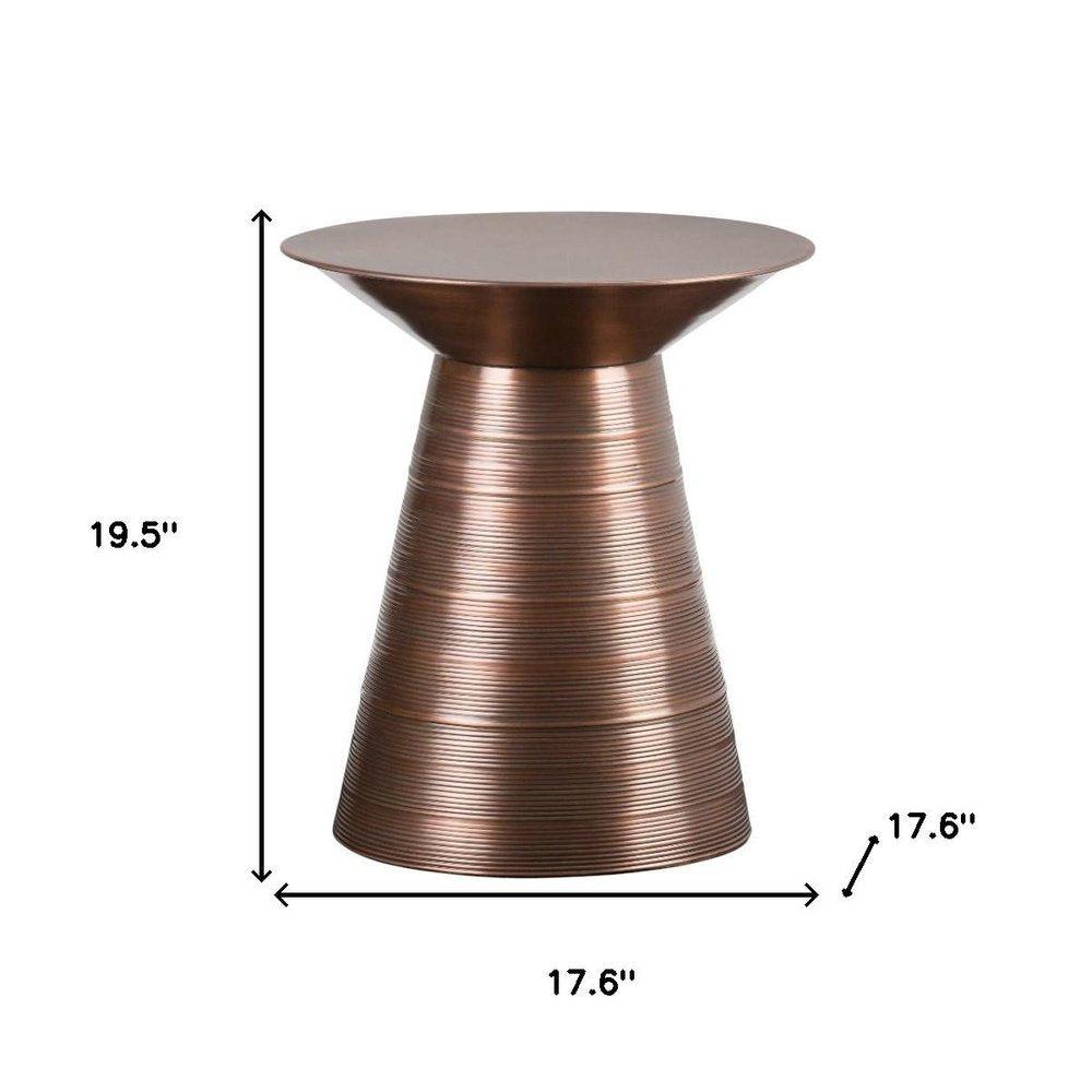 Copper Distressed Iron Round Pedestal End Table - 20-inch