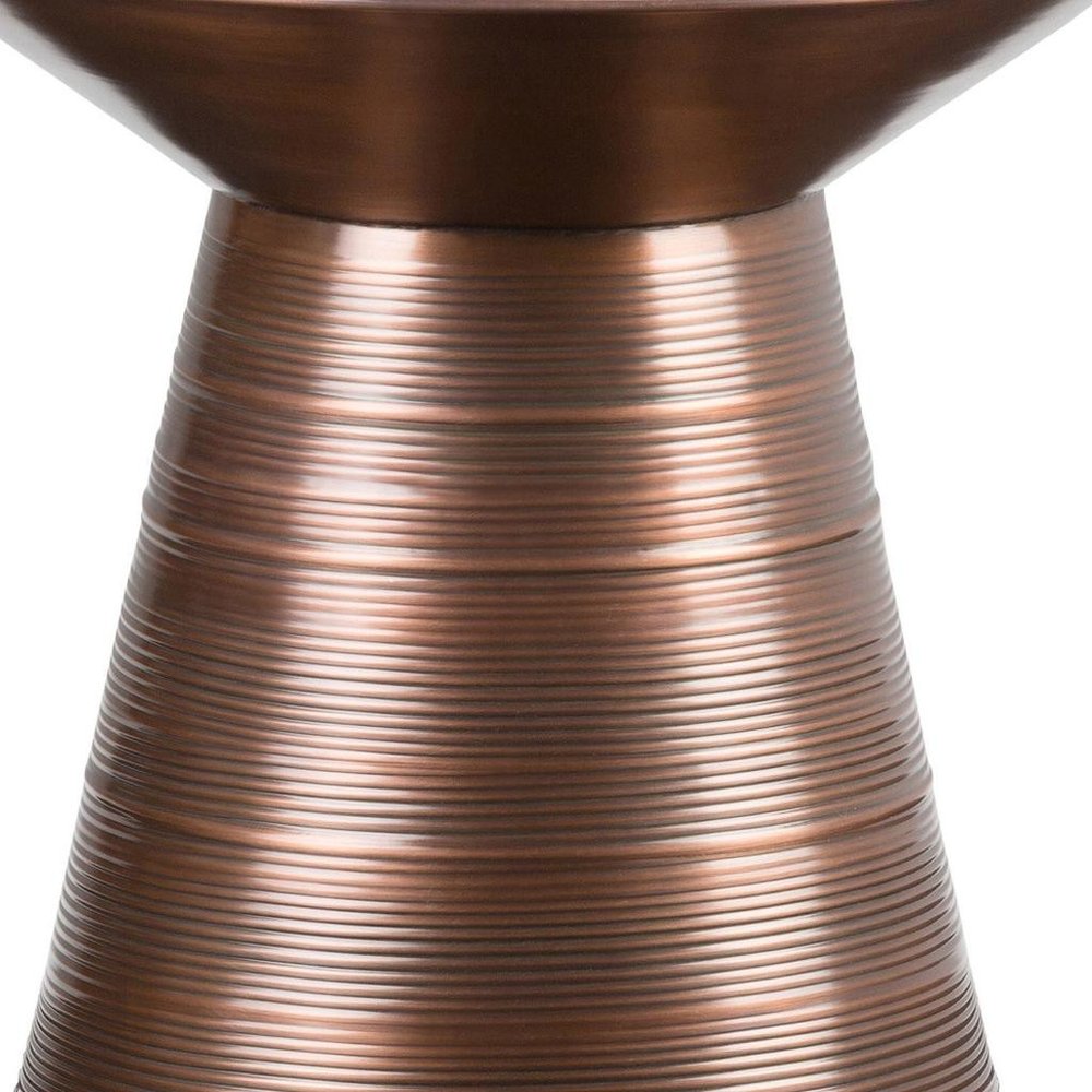 Copper Distressed Iron Round Pedestal End Table - 20-inch