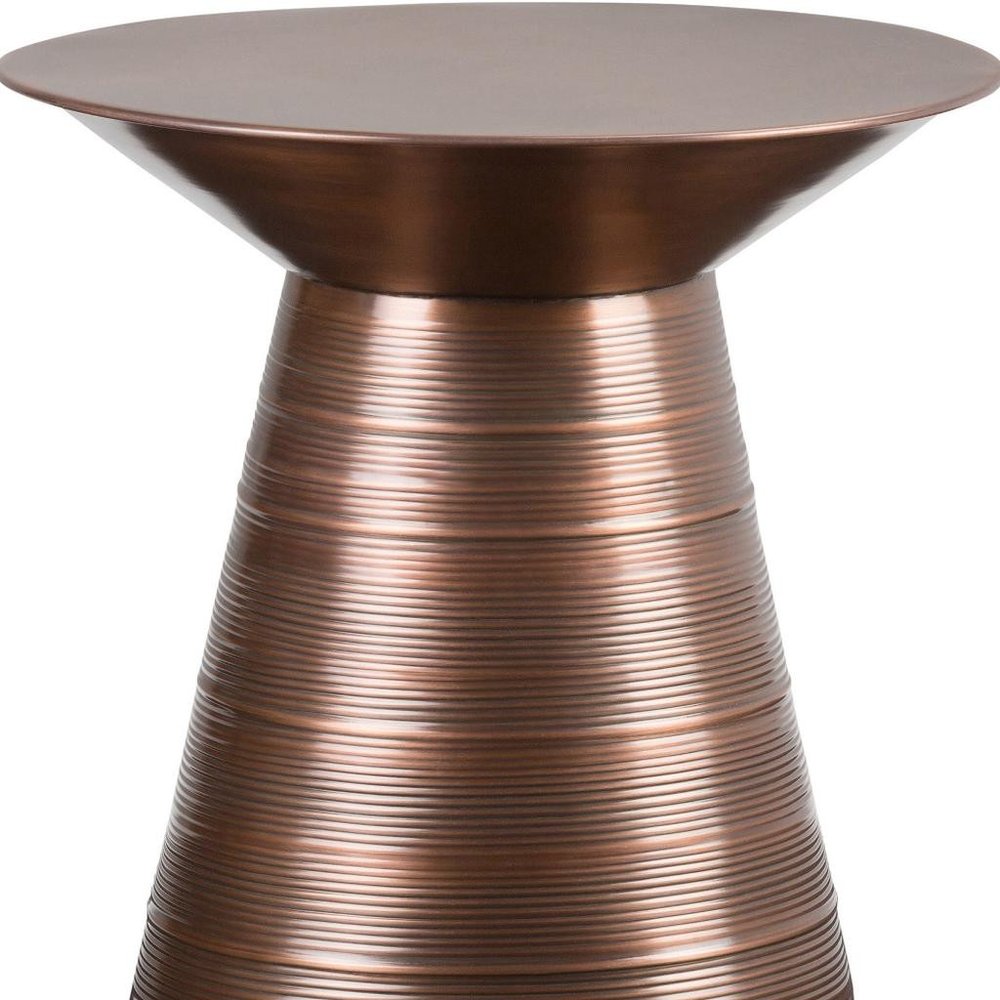 Copper Distressed Iron Round Pedestal End Table - 20-inch