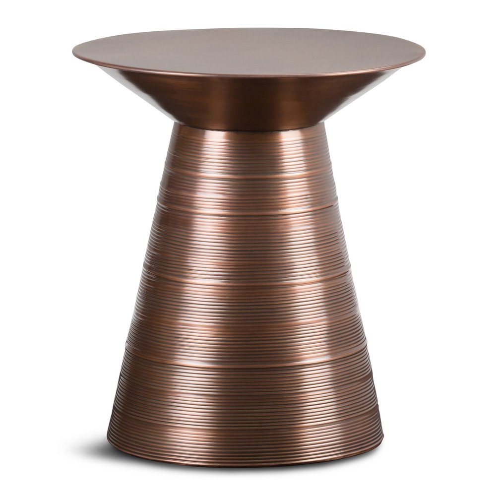 Copper Distressed Iron Round Pedestal End Table - 20-inch