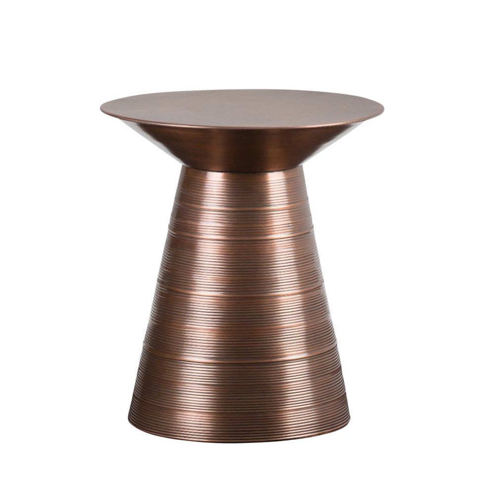 Copper Distressed Iron Round Pedestal End Table - 20-inch