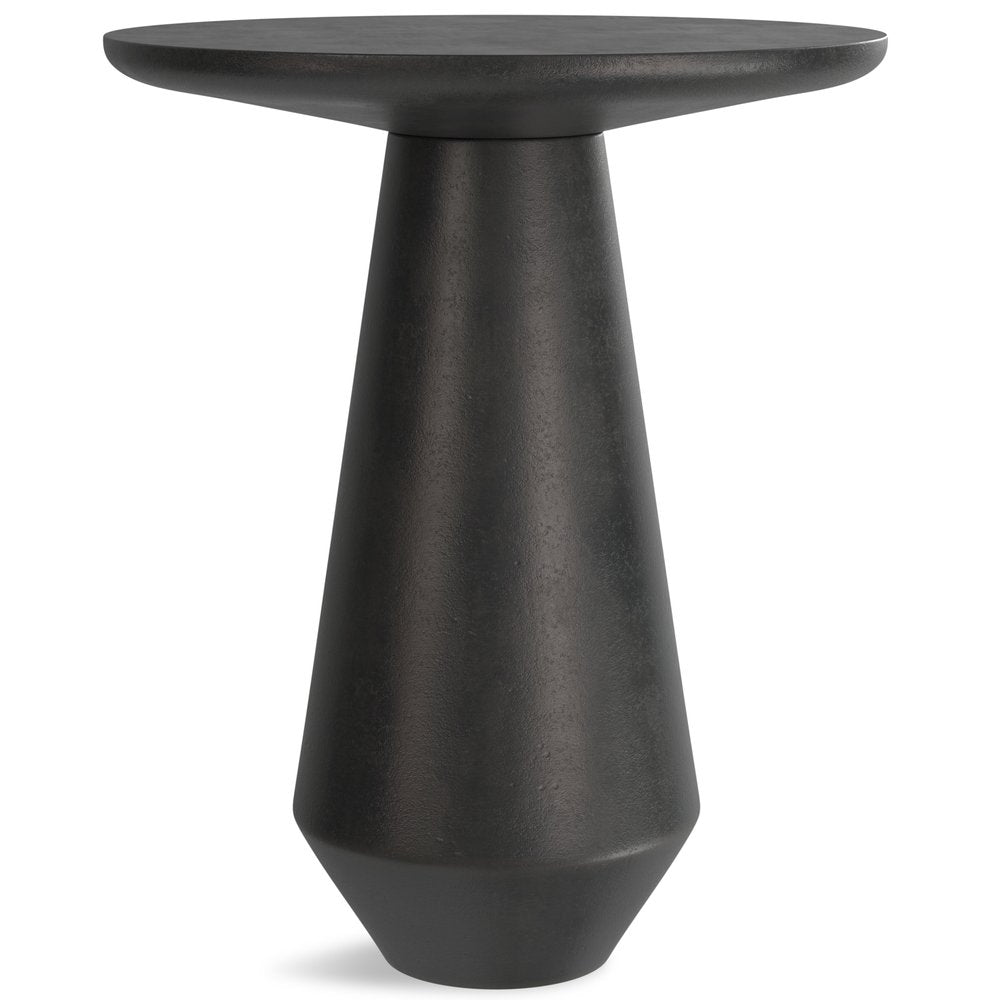 Graphite Distressed Aluminum Round Pedestal End Table - 19-inch