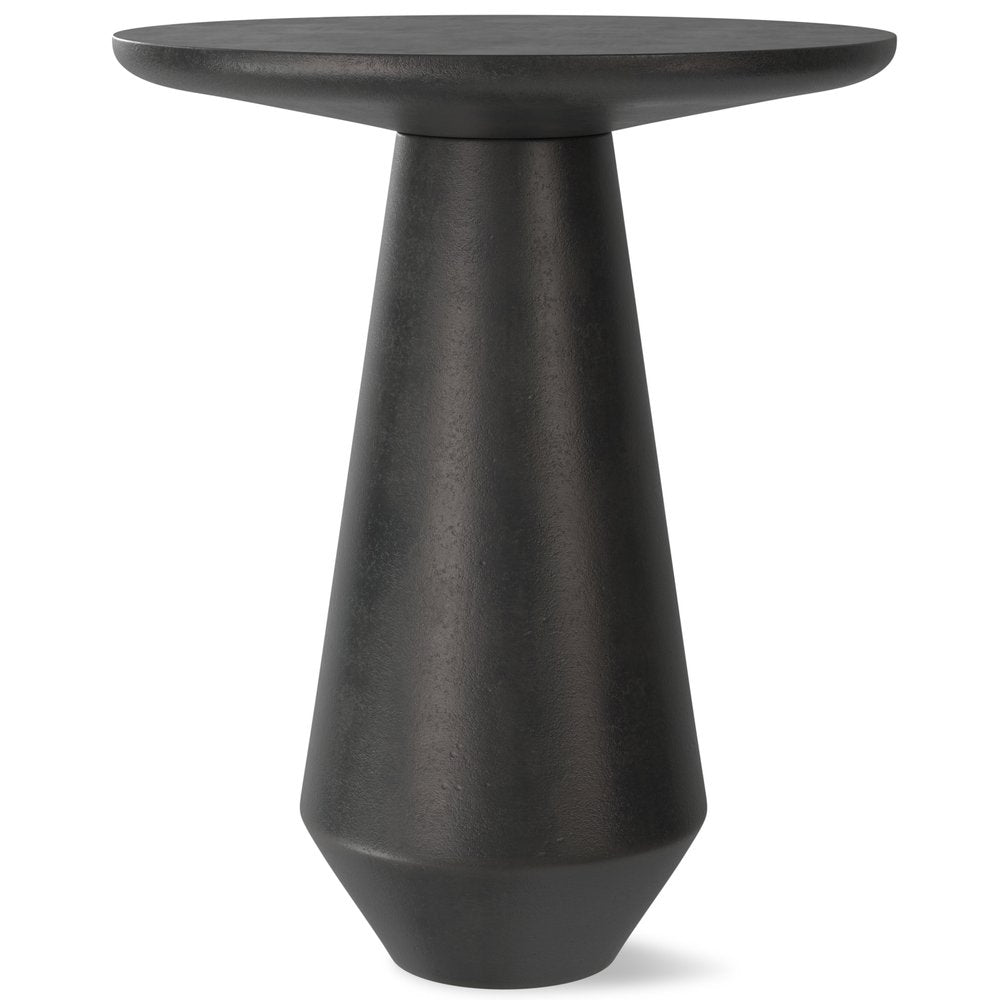 Graphite Distressed Aluminum Round Pedestal End Table - 19-inch
