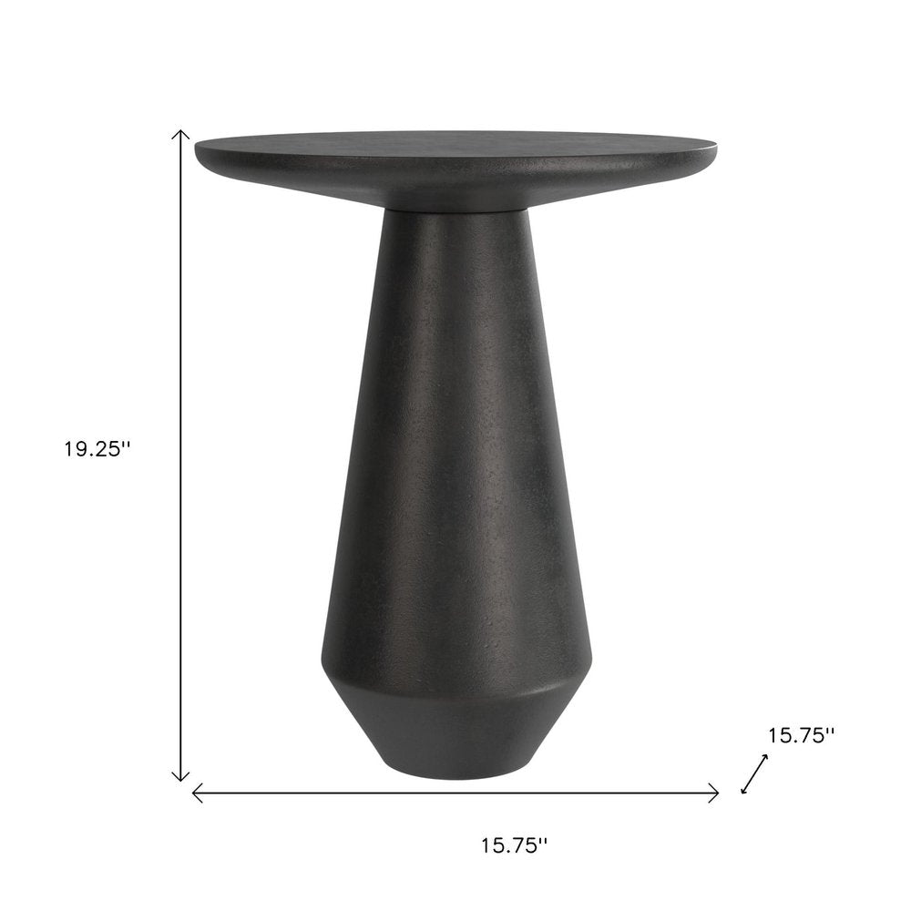 Graphite Distressed Aluminum Round Pedestal End Table - 19-inch