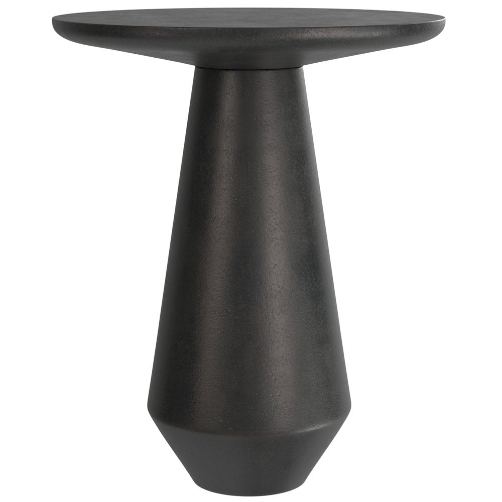 Graphite Distressed Aluminum Round Pedestal End Table - 19-inch
