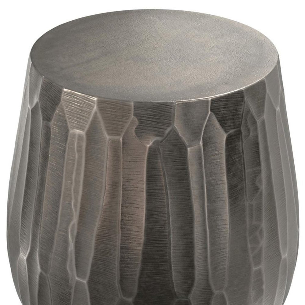 Graphite Aluminum Round Drum End Table - 20-inch