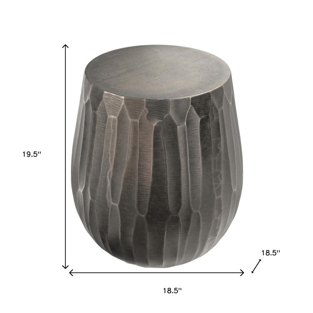 Graphite Aluminum Round Drum End Table - 20-inch