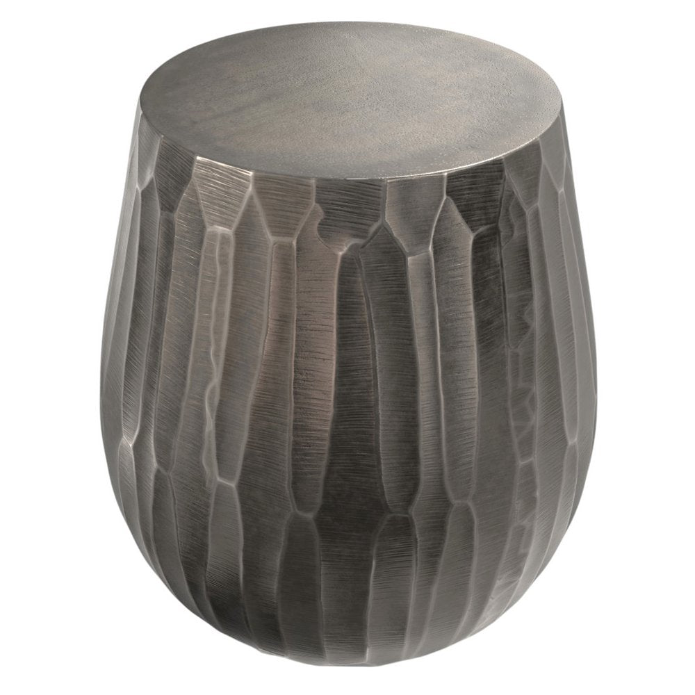 Graphite Aluminum Round Drum End Table - 20-inch