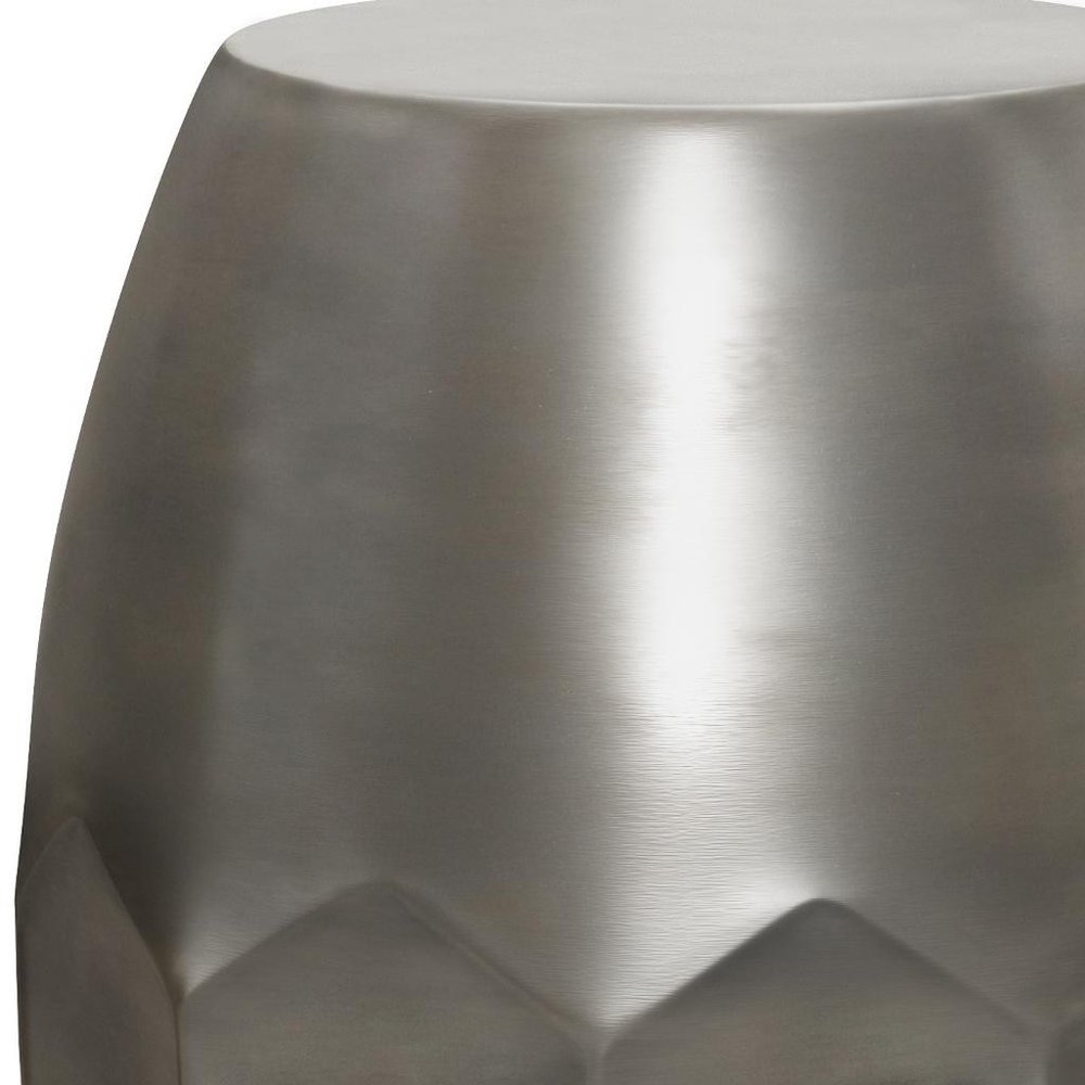 Silver Distressed Iron Round Drum End Table - 20-inch