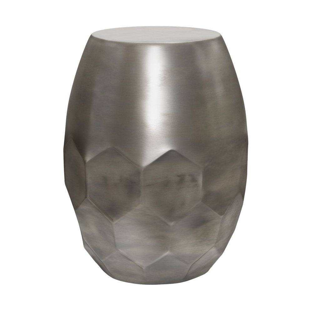Silver Distressed Iron Round Drum End Table - 20-inch