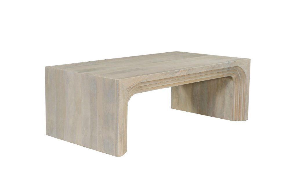 White Solid Wood Double Pedestal Coffee Table - 51-inch
