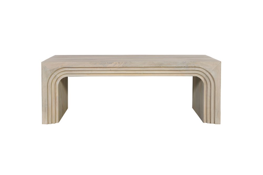 White Solid Wood Double Pedestal Coffee Table - 51-inch