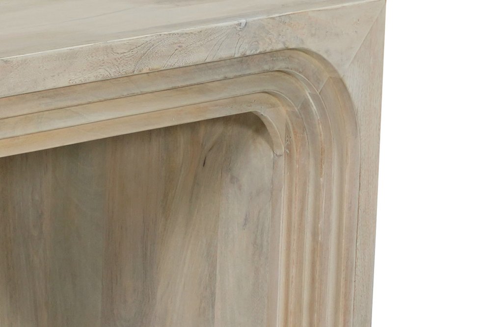 White Solid Wood Double Pedestal Coffee Table - 51-inch