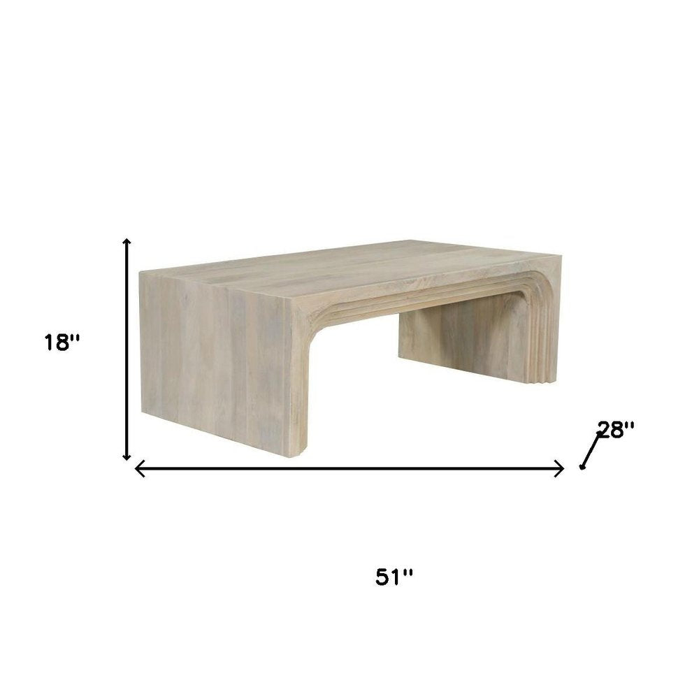 White Solid Wood Double Pedestal Coffee Table - 51-inch
