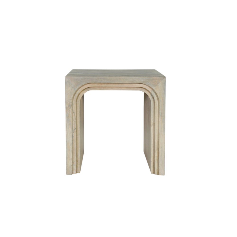 White Solid Wood Square Sled End Table - 24-inch