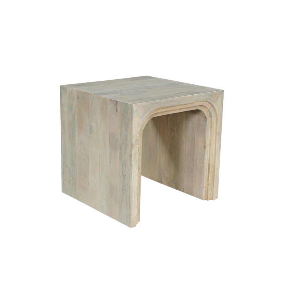 White Solid Wood Square Sled End Table - 24-inch