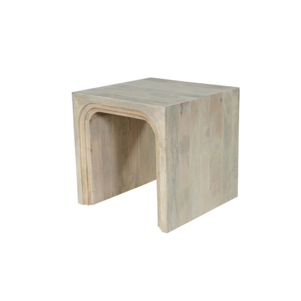 White Solid Wood Square Sled End Table - 24-inch