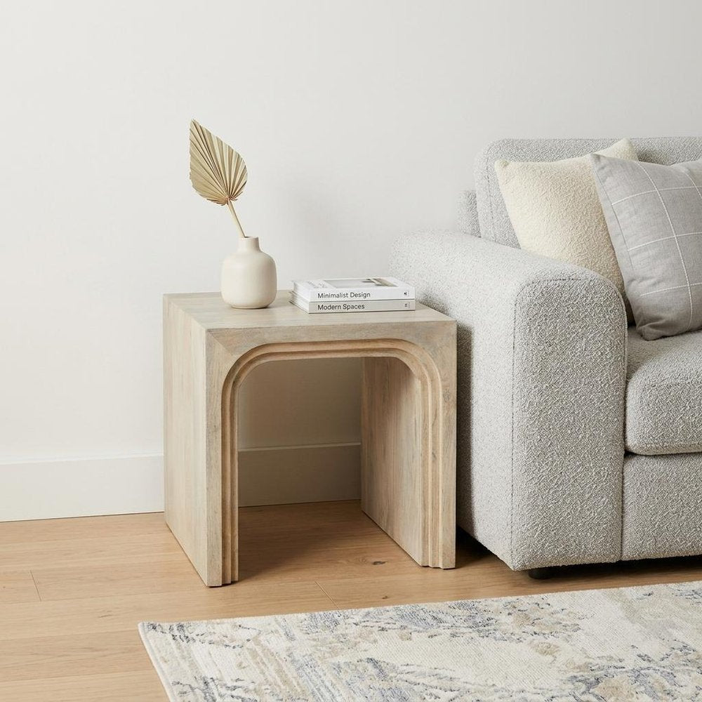 White Solid Wood Square Sled End Table - 24-inch