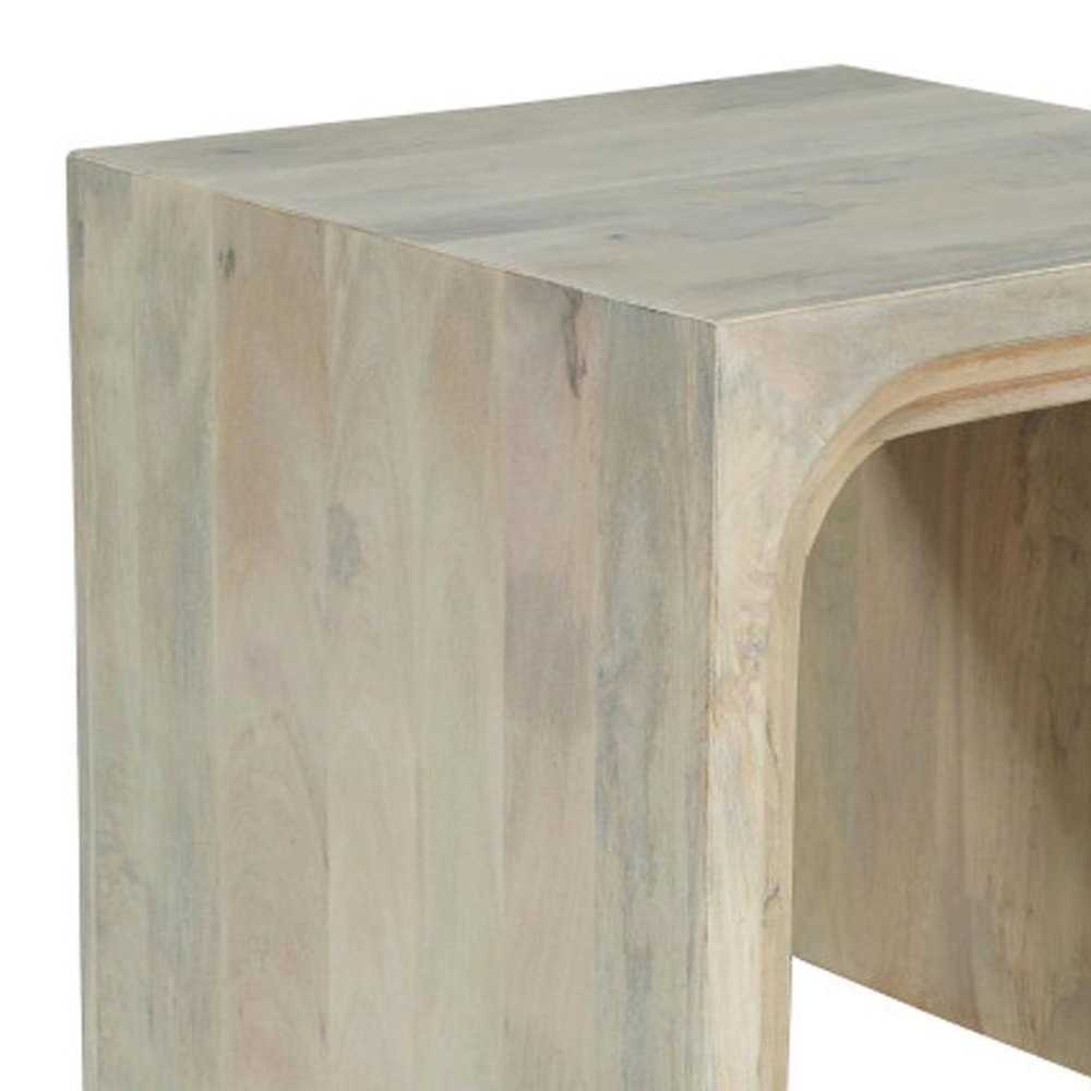 White Solid Wood Square Sled End Table - 24-inch