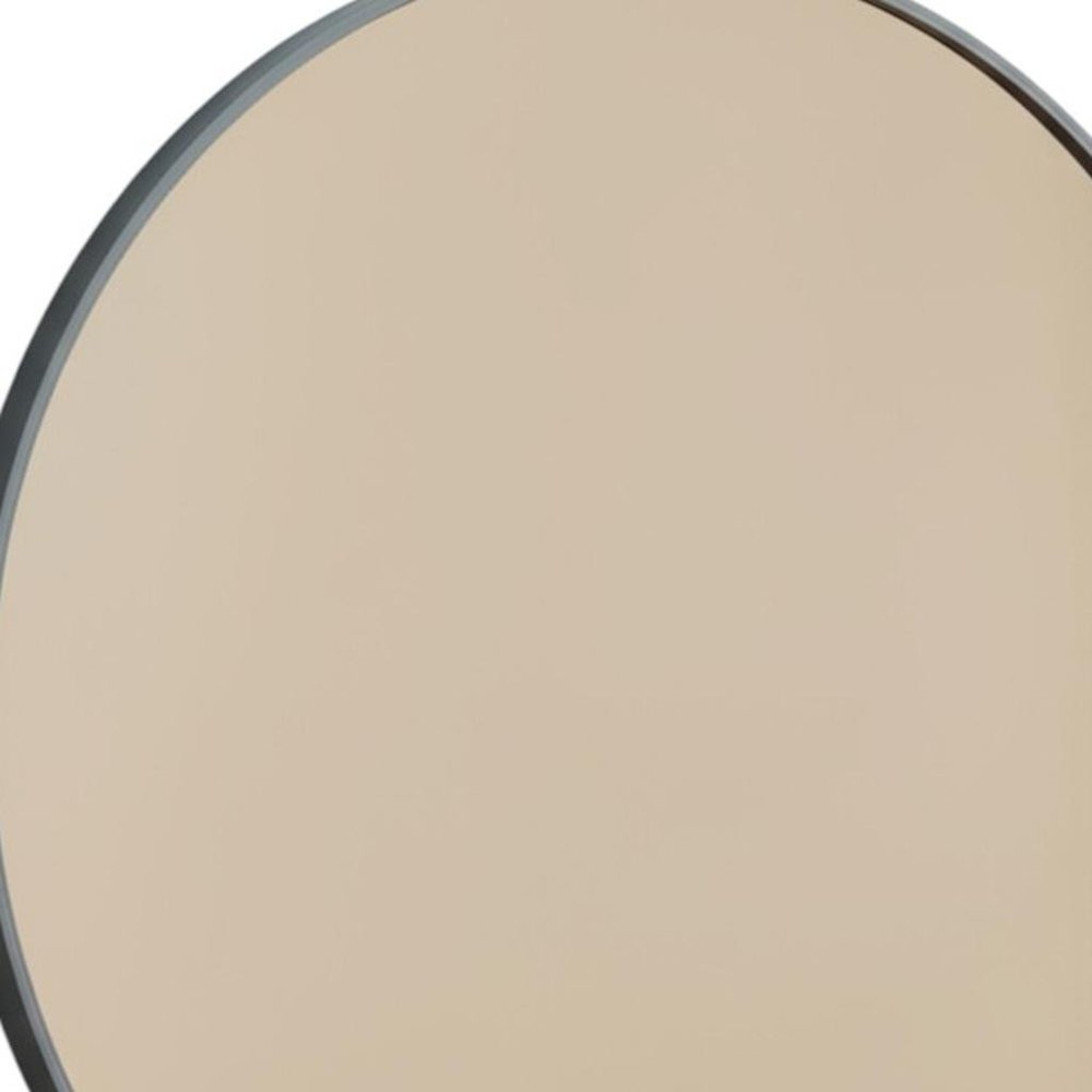 Black Metal Round Framed Bathroom Vanity Mirror - 20-inch