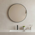 Black Metal Round Framed Bathroom Vanity Mirror - 20-inch