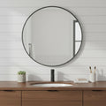 Black Metal Round Framed Bathroom Vanity Mirror - 24-inch