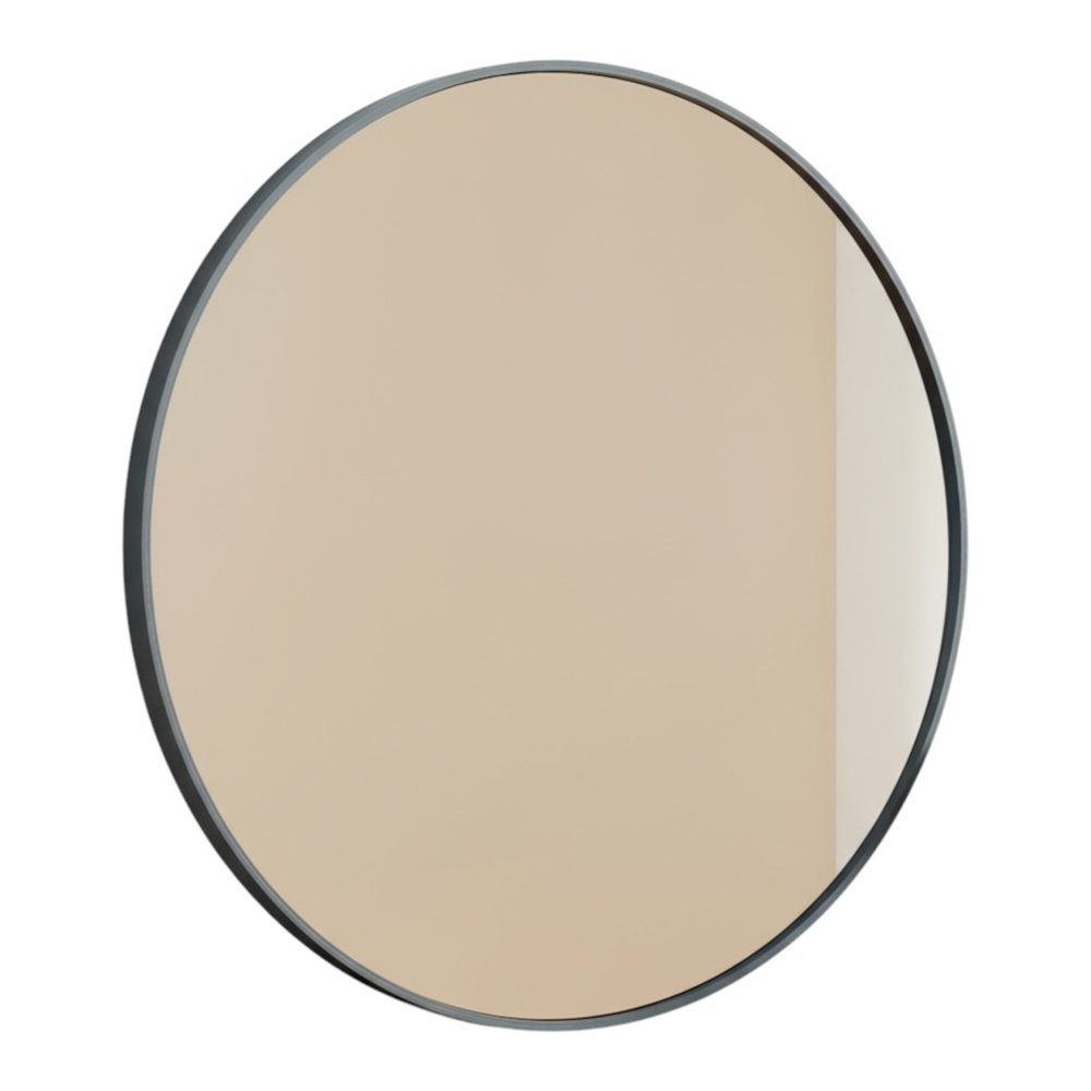 Black Metal Round Framed Bathroom Vanity Mirror - 24-inch