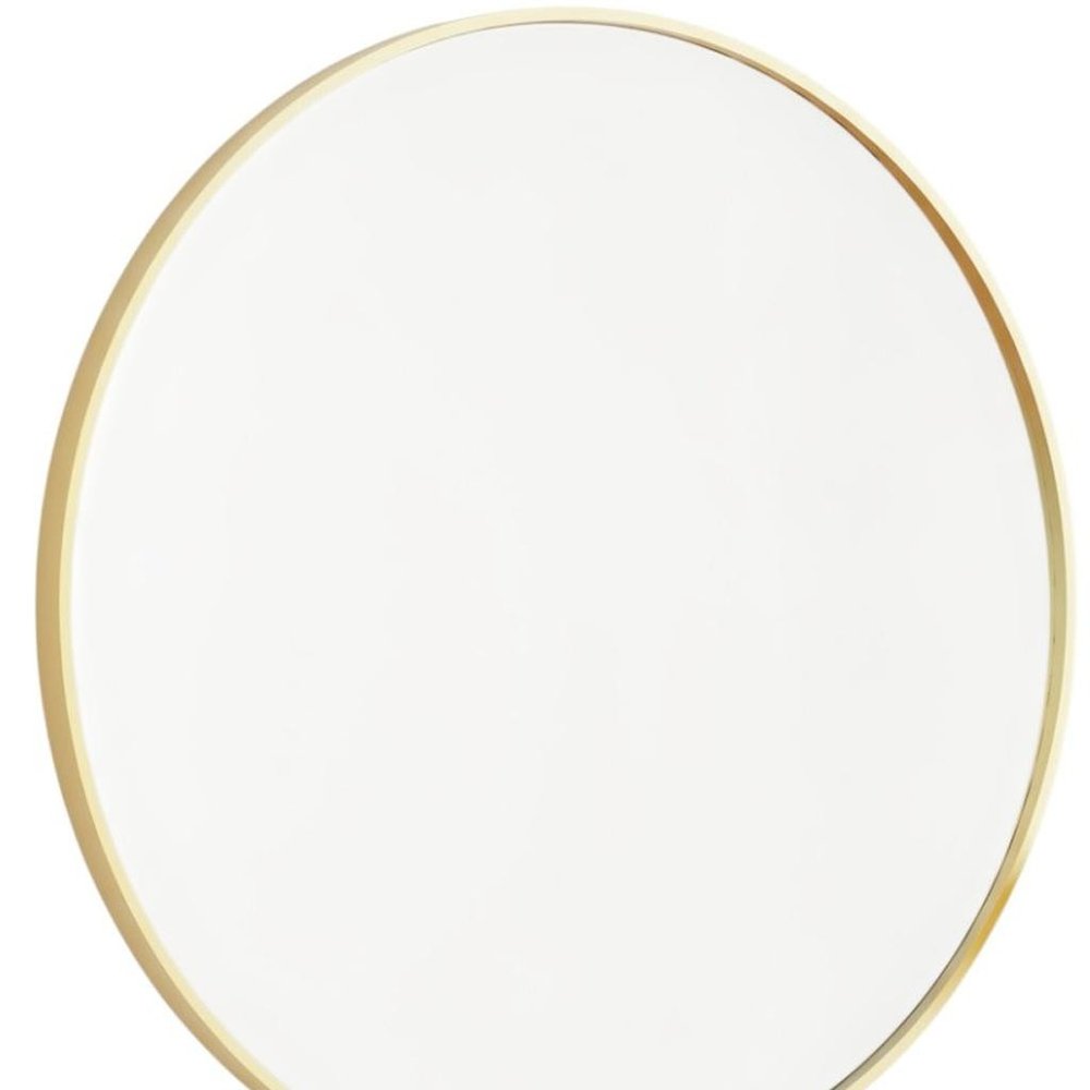 Gold Metal Round Framed Bathroom Vanity Mirror - 24-inch