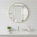 Gold Metal Round Framed Bathroom Vanity Mirror - 24-inch