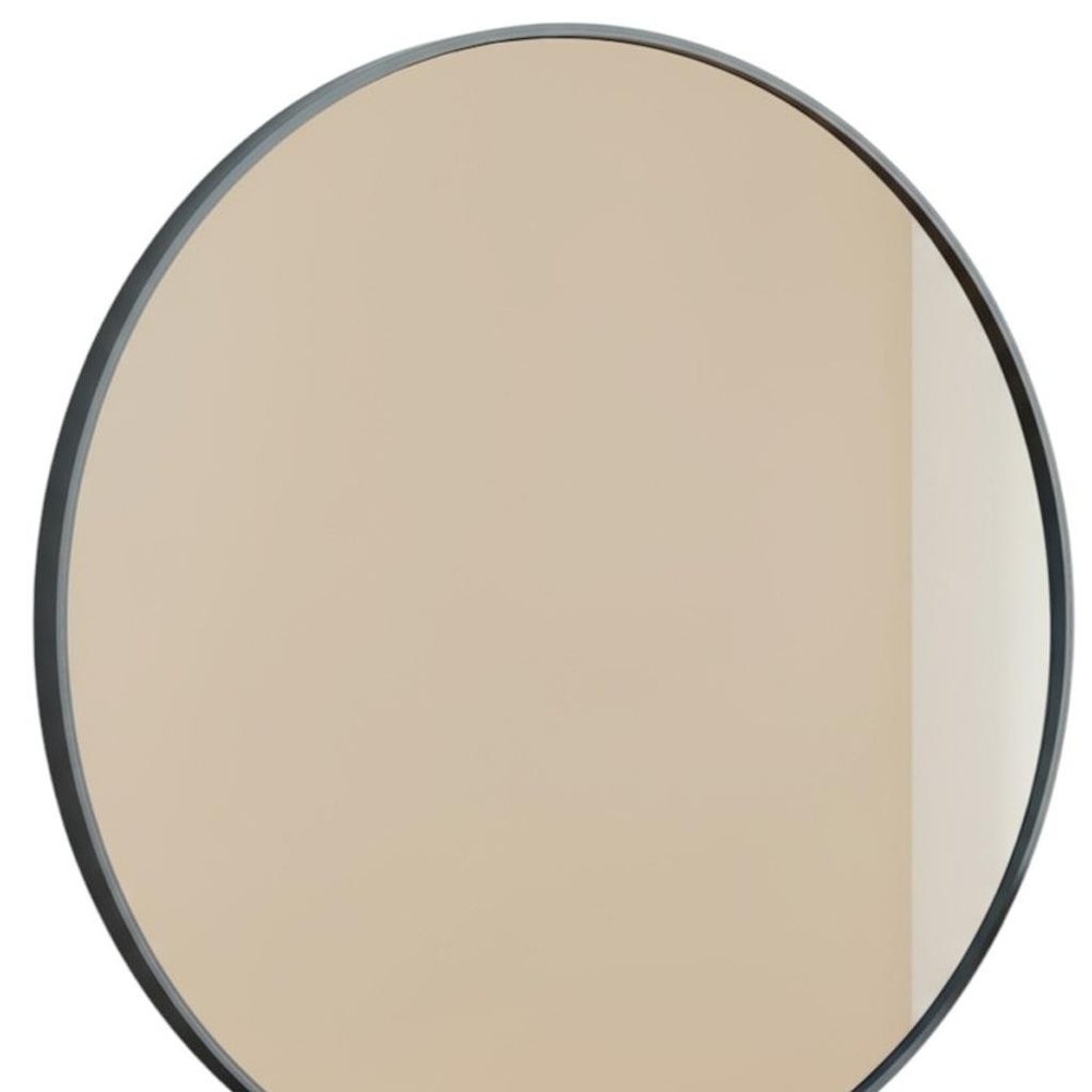 Black Metal Round Framed Bathroom Vanity Mirror - 30-inch