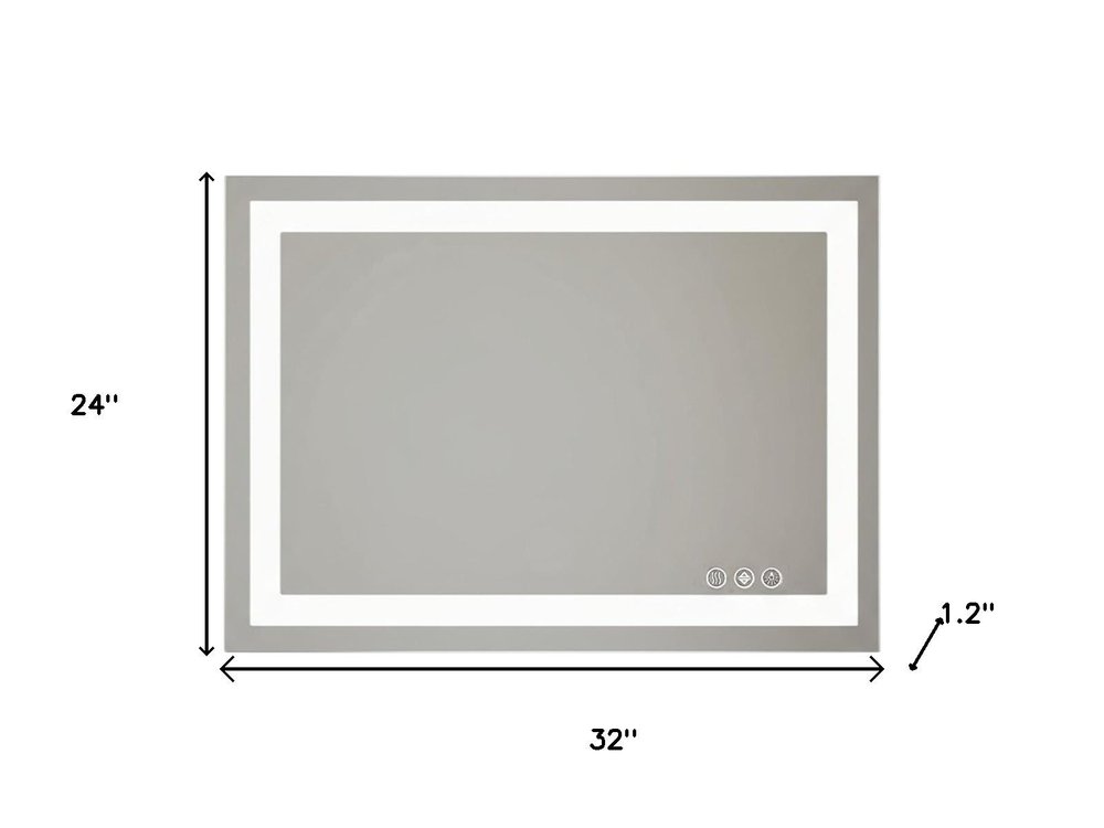 Clear Lighted Frameless Bathroom Vanity Mirror - 24-inch