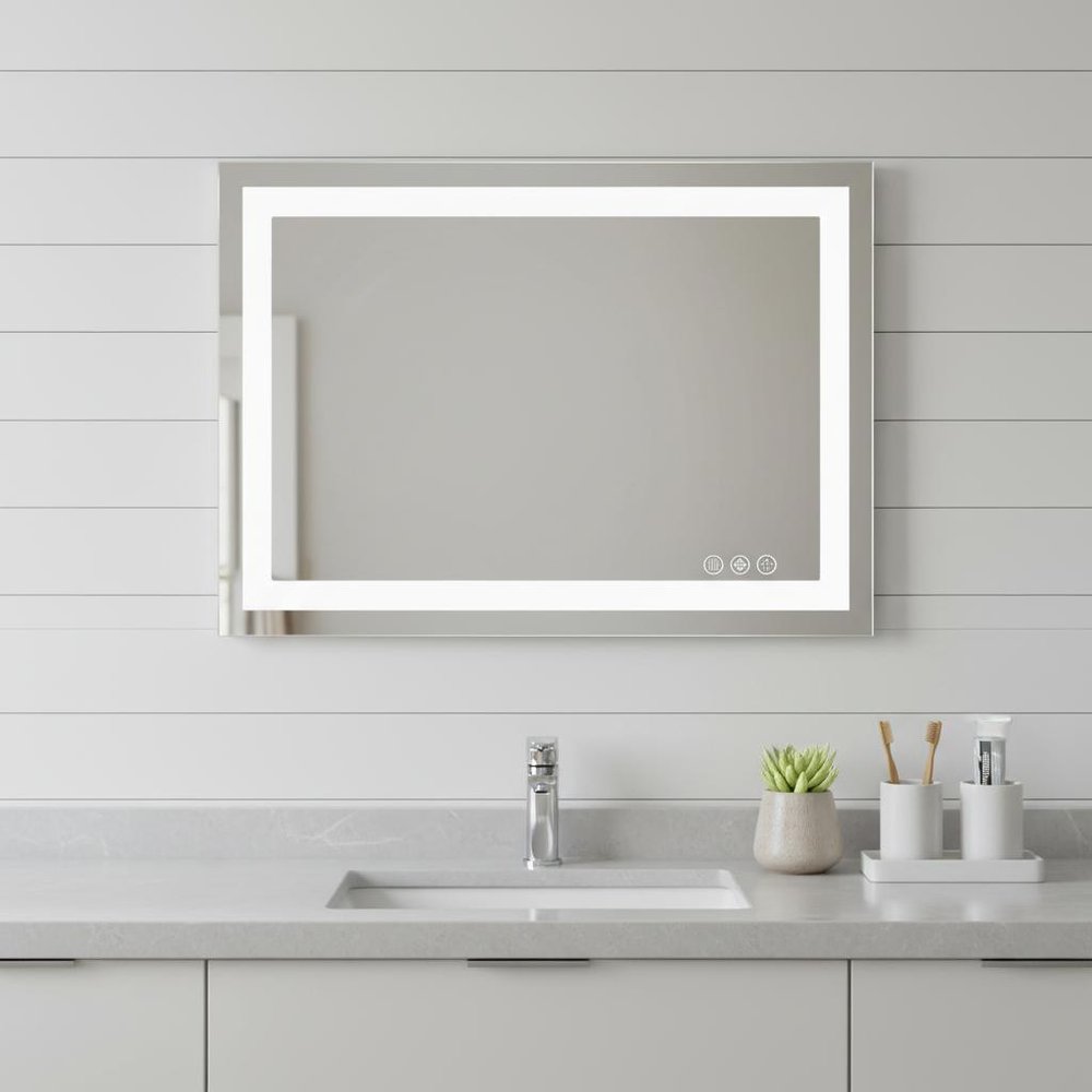Clear Lighted Frameless Bathroom Vanity Mirror - 24-inch