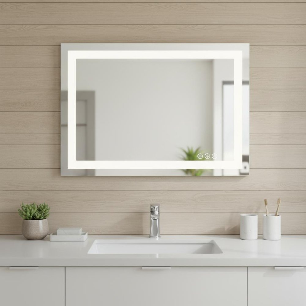 Clear Lighted Frameless Bathroom Vanity Mirror - 24-inch