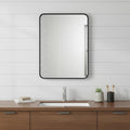 Black Metal Floating Framed Bathroom Vanity Mirror - 35-inch