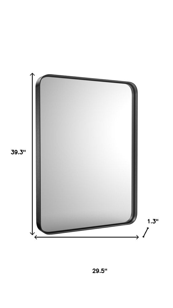 Black Metal Floating Framed Bathroom Vanity Mirror - 39-inch