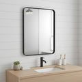 Black Metal Floating Framed Bathroom Vanity Mirror - 39-inch